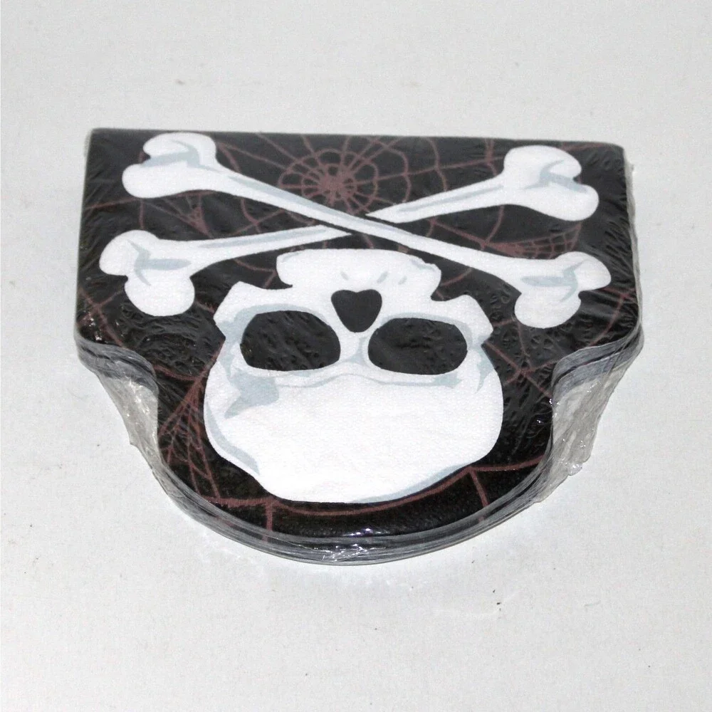 Halloween Skull Paper Napkins Bones black spiderweb Die Cut Amscan NEW 16 Sealed